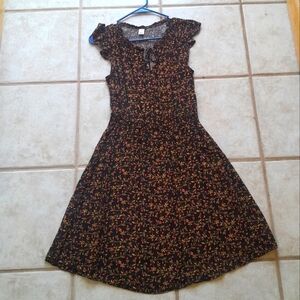 Old Navy Black Dress with Floral Design